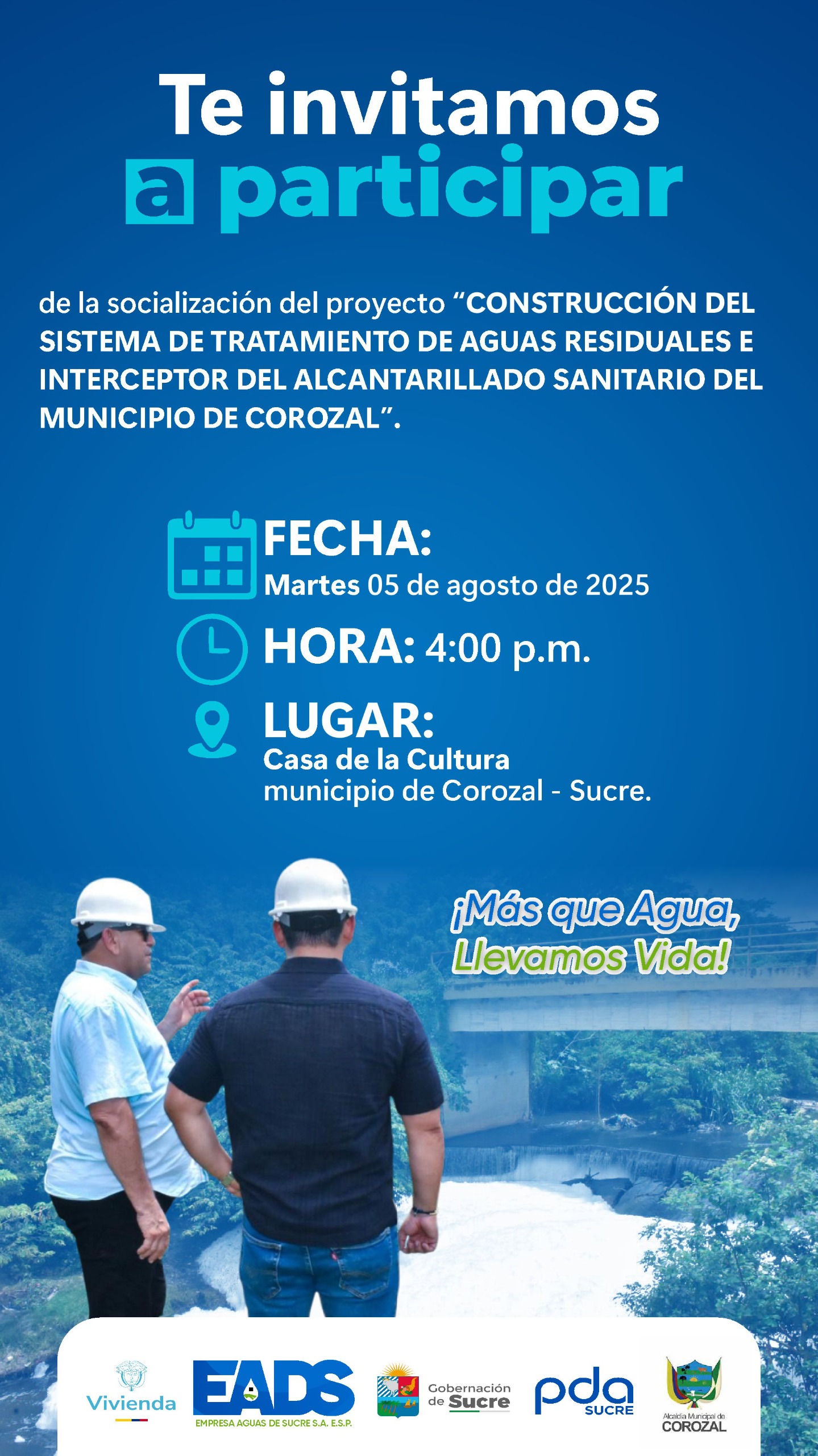 Invitación a la socialización proyecto “CONSTRUCCIÓN DEL SISTEMA DE TRATAMIENTO DE AGUAS RESIDUALES E INTERCEPTOR DEL ALCANTARILLADO SANITARIO DEL MUNICIPIO DE COROZAL”.
